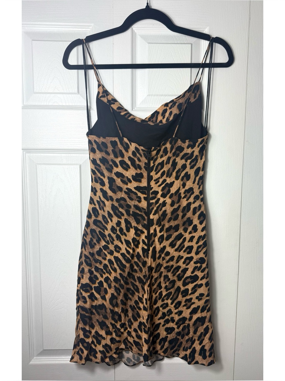Alice + Olivia Harmony Leopard Print Slip Mini Dress Tan Size 4 Small Draped - Picture 5 of 12